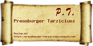 Pressburger Tarziciusz névjegykártya